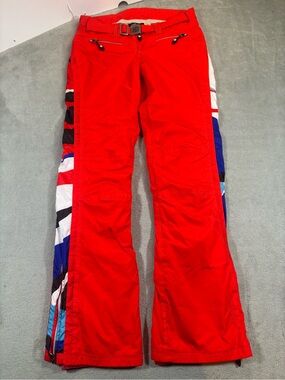 Vintage JET SET St. Moritz Flare Ski Pants Red Graphic Stripe Size 2 Italy